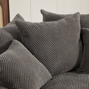 English Elm 53.15W Round Pumpkin Lounge Chair with Ottoman Pineapple Lattice Fabric Cozy Reading Nook W3189S00062
