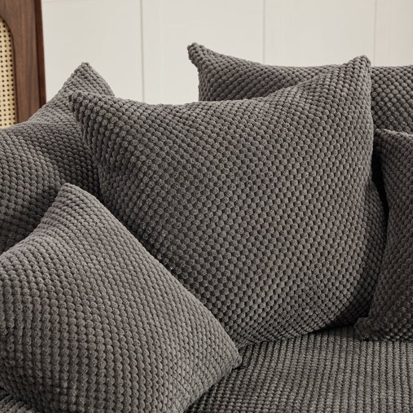 English Elm 53.15W Round Pumpkin Lounge Chair with Ottoman Pineapple Lattice Fabric Cozy Reading Nook W3189S00062
