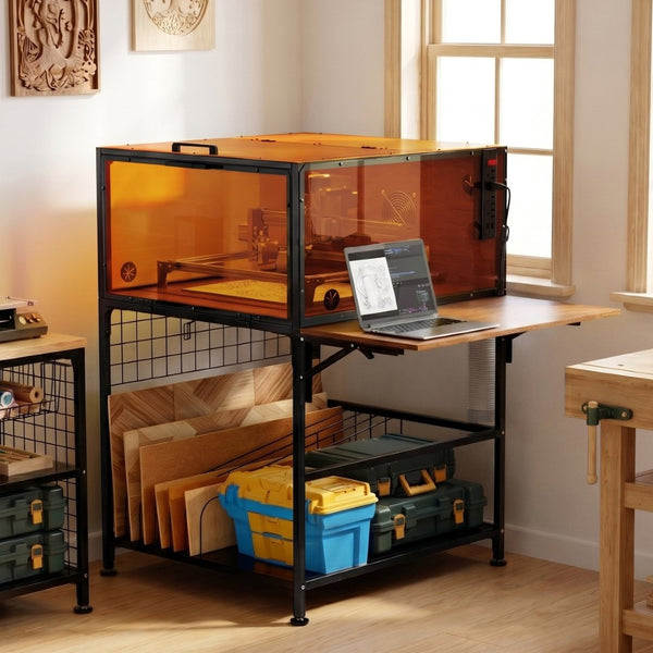 English Elm Laser Engraver Enclosure Cabinet with 6000 Rpm Fan Eye Safe Ventilated Workstation W3190P476143