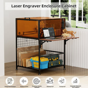 English Elm Laser Engraver Enclosure Cabinet with 6000 Rpm Fan Eye Safe Ventilated Workstation W3190P476143