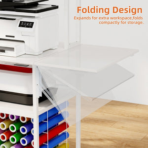 English Elm Large Foldable Metal Craft Workbench with Pegboard Vinyl Rack Drawers and Shelving W3190P482750