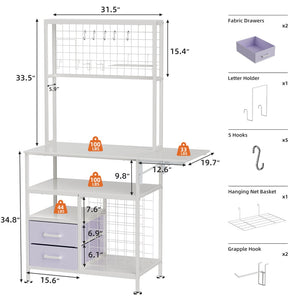 English Elm Large Foldable Metal Craft Workbench with Pegboard Vinyl Rack Drawers and Shelving W3190P482750