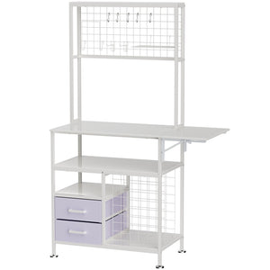 English Elm Large Foldable Metal Craft Workbench with Pegboard Vinyl Rack Drawers and Shelving W3190P482750