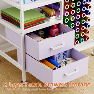 English Elm Large Foldable Metal Craft Workbench with Pegboard Vinyl Rack Drawers and Shelving W3190P482750
