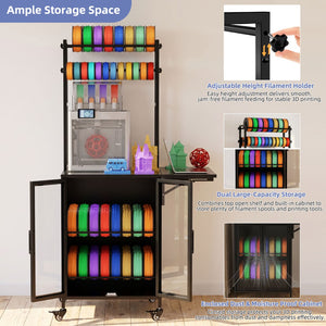 English Elm 3d Printer Stand Heavy Duty Rolling Cart Filament Storage Cabinet Workshop Studio W3190P489409