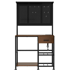 English Elm 3D Printer Workstation with Filament Rack Pegboard Drawers and Integrated Charging Hub W3190P507014
