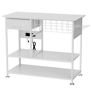 English Elm Large Metal Sublimation Workstation Cart with Charging Station Vinyl Roll Storage Drawer W3190P528352