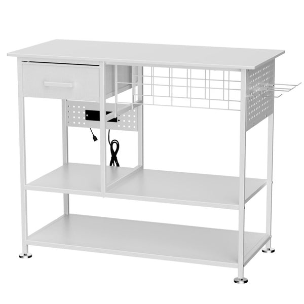 English Elm Large Metal Sublimation Workstation Cart with Charging Station Vinyl Roll Storage Drawer W3190P528352