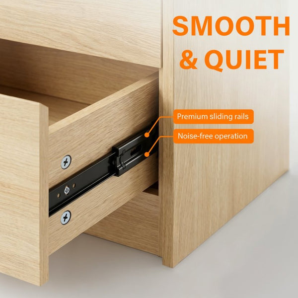 English Elm 6 Drawer Wood Dresser with Concealed Handles Rounded Corners and Spacious Flat Top W3204P484603