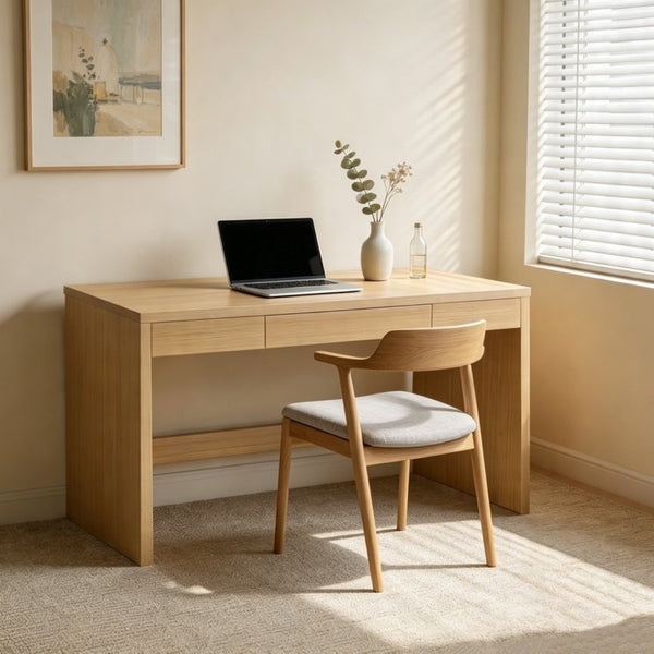 English Elm 47 Inch Farmhouse Writing Desk with Drawer Reinforced Build for Home Office Bedroom W3204P489040