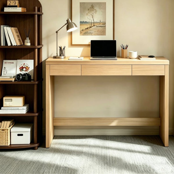 English Elm 47 Inch Farmhouse Writing Desk with Drawer Reinforced Build for Home Office Bedroom W3204P489040