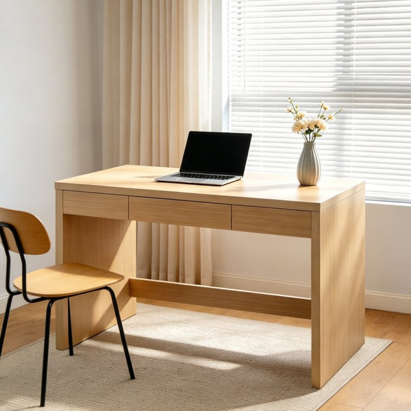 English Elm 47 Inch Farmhouse Writing Desk with Drawer Reinforced Build for Home Office Bedroom W3204P489040