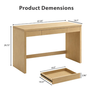 English Elm 47 Inch Farmhouse Writing Desk with Drawer Reinforced Build for Home Office Bedroom W3204P489040