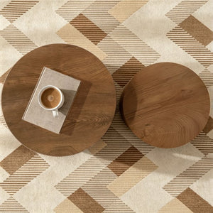 English Elm Nesting Coffee Tables Round Walnut Finish Mdf Set Assembly Free Modern Living Room Duo Walnut W3204P492523