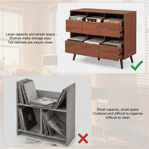 English Elm 44.1" Mid Century Walnut Turntable Stand with Vinyl Storage for Living Room W3204P495910