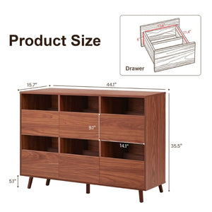 English Elm 44.1" Mid Century Walnut Turntable Stand with Vinyl Storage for Living Room W3204P495910