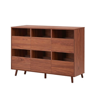 English Elm 44.1" Mid Century Walnut Turntable Stand with Vinyl Storage for Living Room W3204P495910