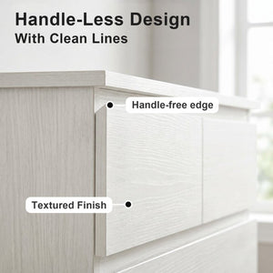 English Elm 6 Drawer Tall Wood Dresser Push Open Fronts Vertical Storage for Bedroom Entryway White W3204P496307
