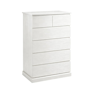 English Elm 6 Drawer Tall Wood Dresser Push Open Fronts Vertical Storage for Bedroom Entryway White W3204P496307