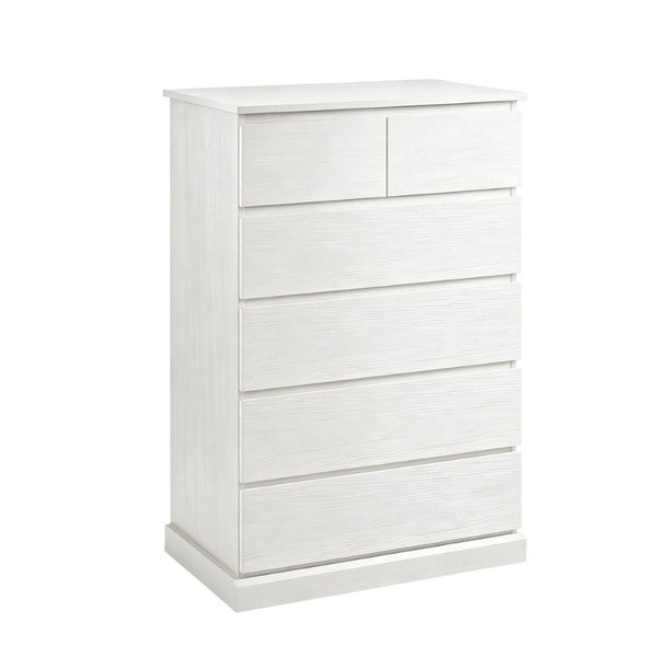 English Elm 6 Drawer Tall Wood Dresser Push Open Fronts Vertical Storage for Bedroom Entryway White W3204P496307