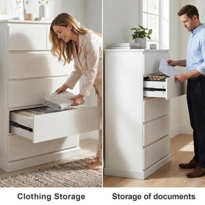 English Elm 6 Drawer Tall Wood Dresser Push Open Fronts Vertical Storage for Bedroom Entryway White W3204P496307