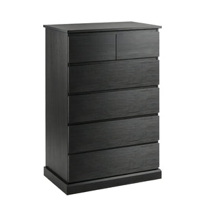 English Elm 6 Drawer Tall Wood Dresser Push Open Fronts Vertical Storage for Bedroom Entryway Black W3204P496308