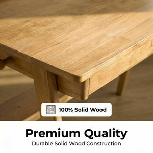English Elm Solid Wood Mid-century Writing Desk with Drawers Shelf and Hooks for Home Office W3204P496408