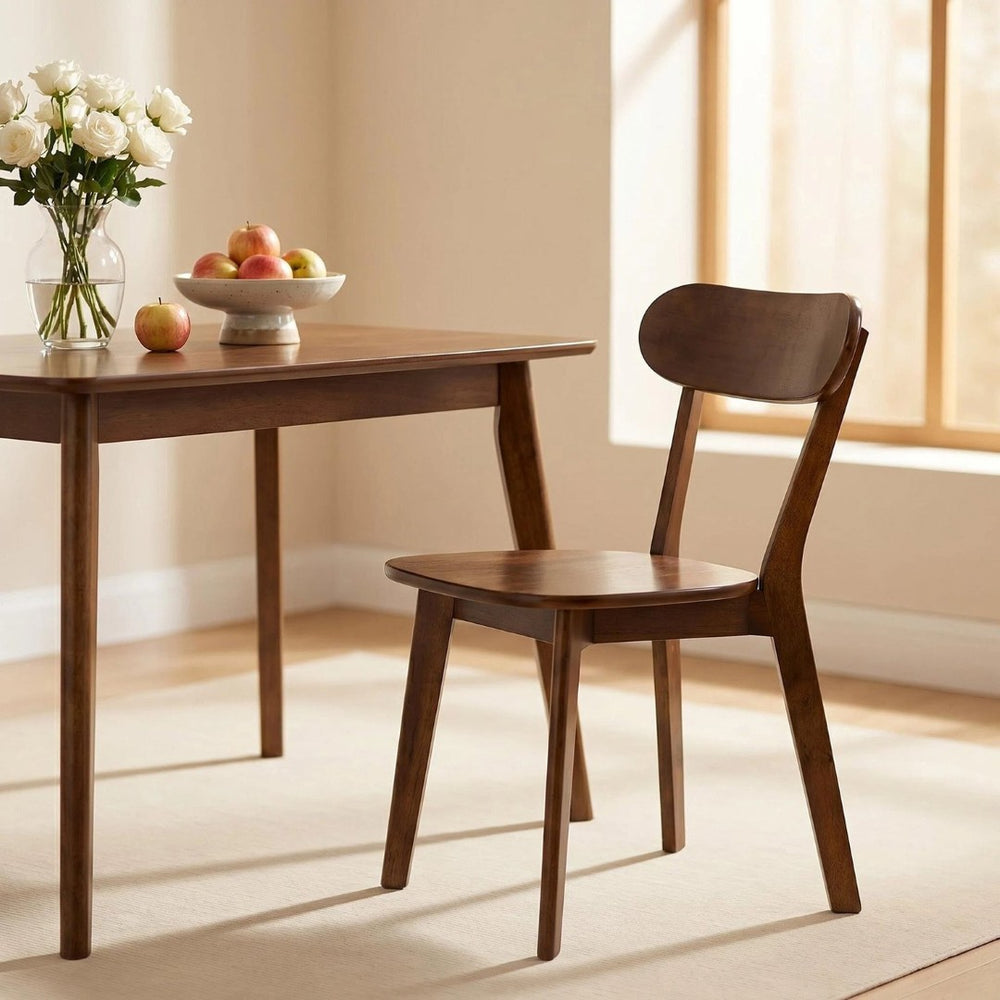 English Elm 100% Solid Wood Mid Century Dining Chair Curved Back Walnut Finish Sculptural Design W3204P498560