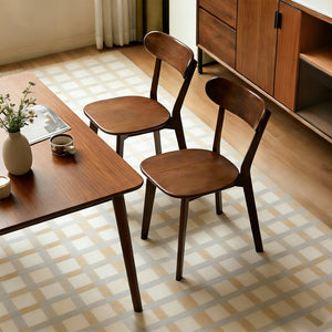 English Elm 100% Solid Wood Mid Century Dining Chair Curved Back Walnut Finish Sculptural Design W3204P498560
