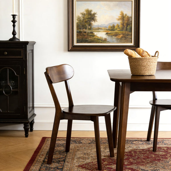 English Elm 100% Solid Wood Mid Century Dining Chair Curved Back Walnut Finish Sculptural Design W3204P498560