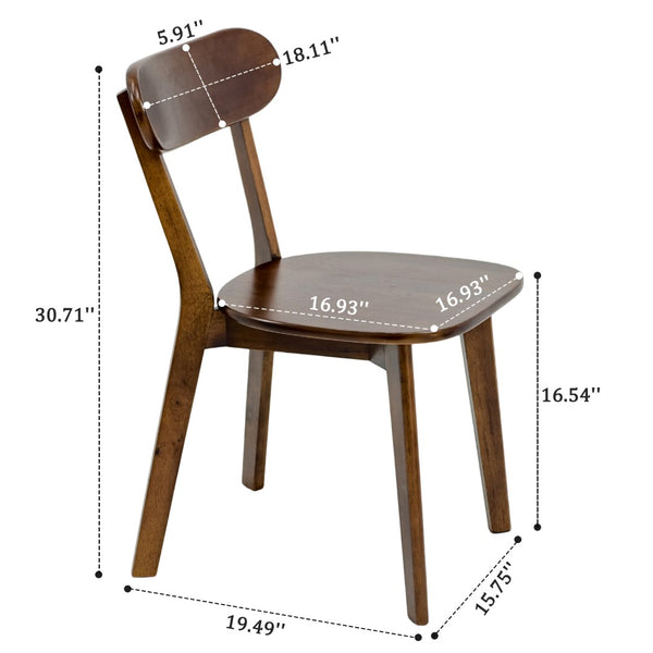 English Elm 100% Solid Wood Mid Century Dining Chair Curved Back Walnut Finish Sculptural Design W3204P498560