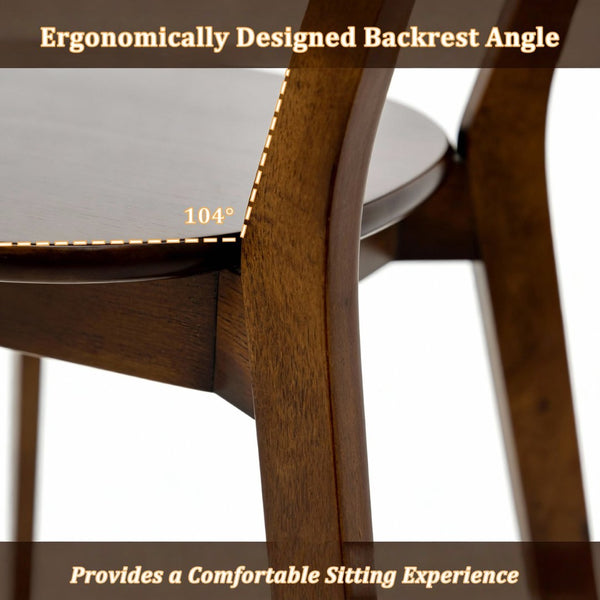 English Elm 100% Solid Wood Mid Century Dining Chair Curved Back Walnut Finish Sculptural Design W3204P498560
