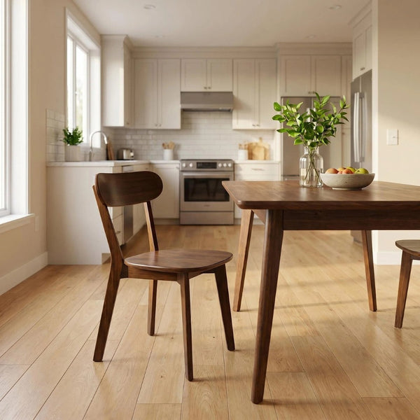 English Elm 100% Solid Wood Mid Century Dining Chair Curved Back Walnut Finish Sculptural Design W3204P498560