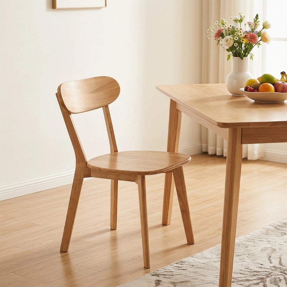 English Elm 100% Solid Wood Dining Chair Mid Century Curved Back Natural Grain Sturdy Build W3204P498561