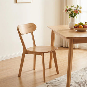 English Elm 100% Solid Wood Dining Chair Mid Century Curved Back Natural Grain Sturdy Build W3204P498561