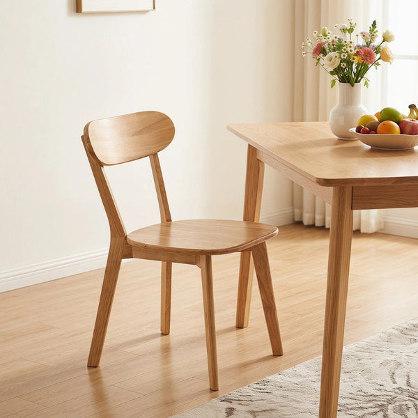 English Elm 100% Solid Wood Dining Chair Mid Century Curved Back Natural Grain Sturdy Build W3204P498561