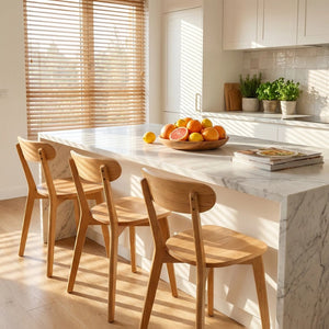 English Elm 100% Solid Wood Dining Chair Mid Century Curved Back Natural Grain Sturdy Build W3204P498561