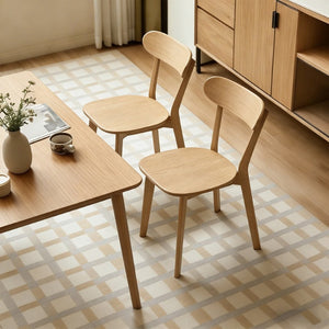 English Elm 100% Solid Wood Dining Chair Mid Century Curved Back Natural Grain Sturdy Build W3204P498561