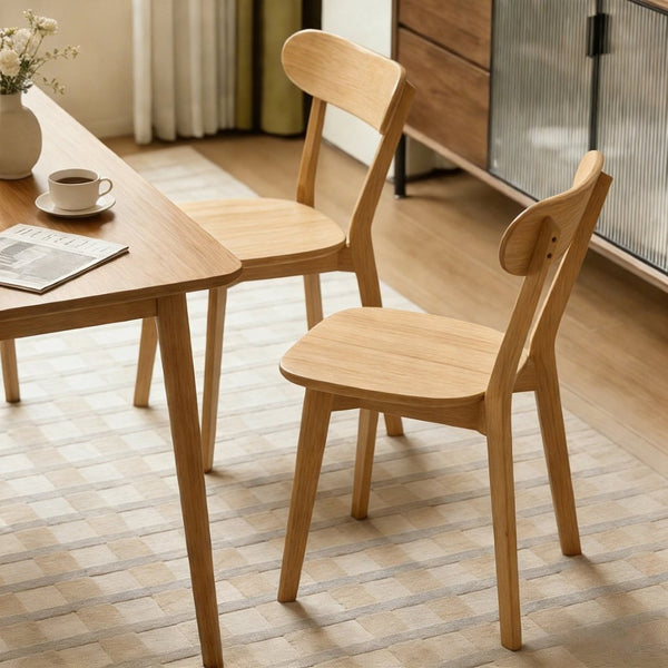 English Elm 100% Solid Wood Dining Chair Mid Century Curved Back Natural Grain Sturdy Build W3204P498561