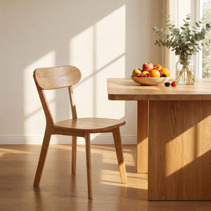 English Elm 100% Solid Wood Dining Chair Mid Century Curved Back Natural Grain Sturdy Build W3204P498561