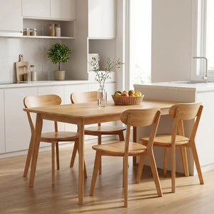 English Elm 100% Solid Wood Dining Chair Mid Century Curved Back Natural Grain Sturdy Build W3204P498561