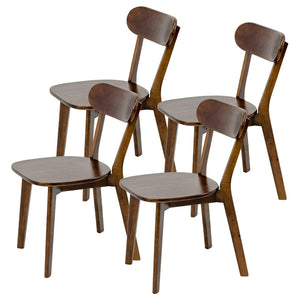 English Elm 100% Solid Walnut Wood Mid-Century Dining Chairs Set of Four with Curved Backrest W3204P498562