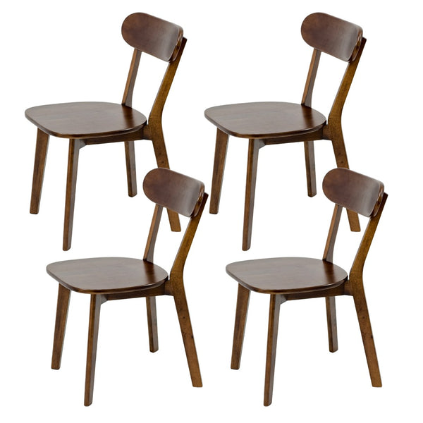 English Elm 100% Solid Walnut Wood Mid-Century Dining Chairs Set of Four with Curved Backrest W3204P498562