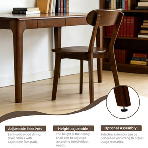 English Elm 100% Solid Walnut Wood Mid-Century Dining Chairs Set of Four with Curved Backrest W3204P498562