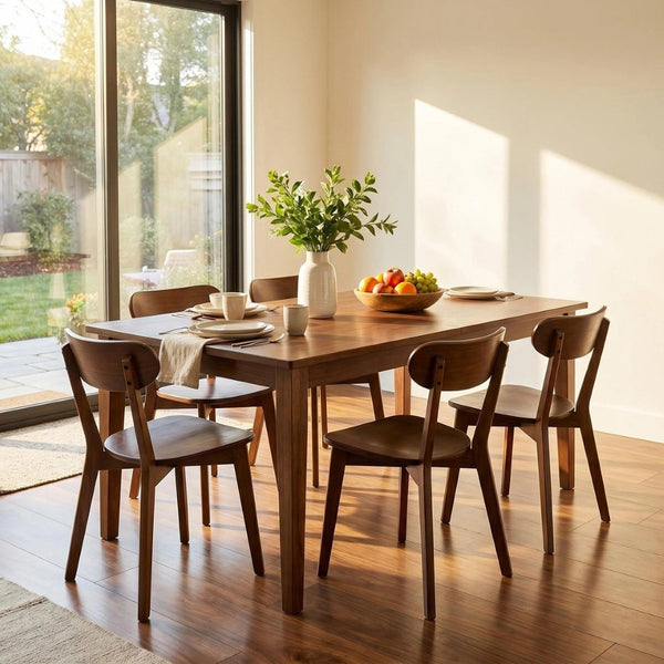 English Elm 100% Solid Walnut Wood Mid-Century Dining Chairs Set of Four with Curved Backrest W3204P498562