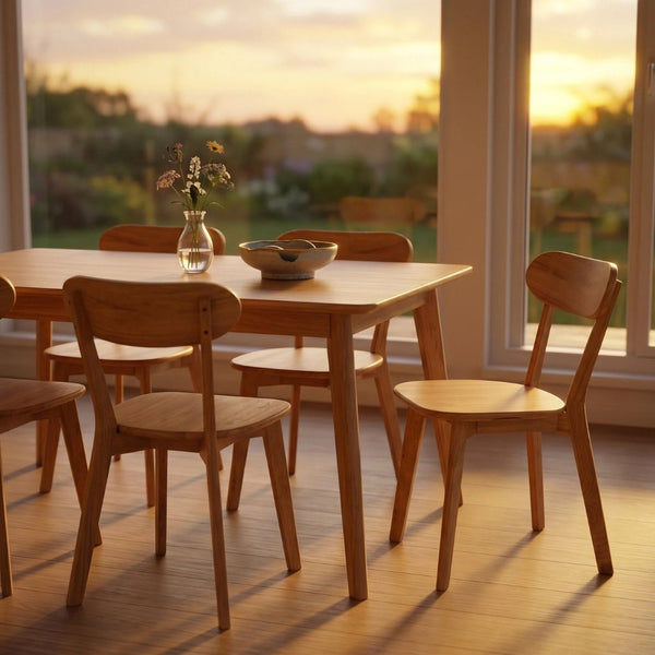 English Elm 100% Solid Wood Dining Chair Set with Curved Backrest and Mid Century Modern Style W3204P498563