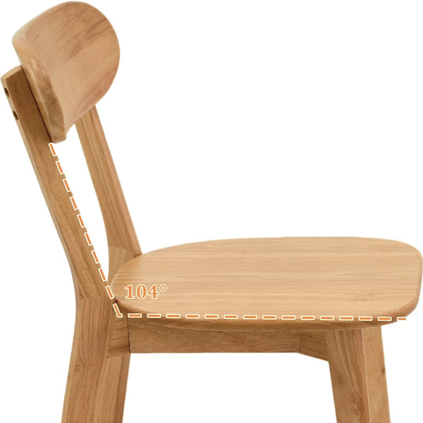 English Elm 100% Solid Wood Dining Chair Set with Curved Backrest and Mid Century Modern Style W3204P498563