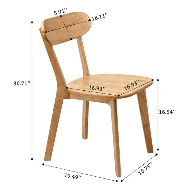 English Elm 100% Solid Wood Dining Chair Set with Curved Backrest and Mid Century Modern Style W3204P498563