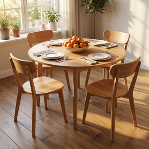 English Elm 100% Solid Wood Dining Chair Set with Curved Backrest and Mid Century Modern Style W3204P498563