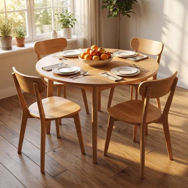 English Elm 100% Solid Wood Dining Chair Set with Curved Backrest and Mid Century Modern Style W3204P498563